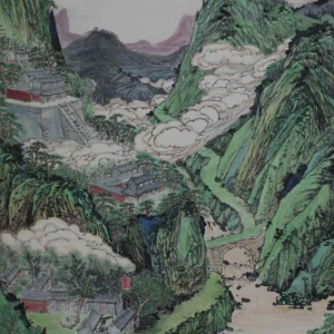 Wang Baolei's painting ：Monastery in the Clouds, A Quiet Sanctuary-云外山寺幽